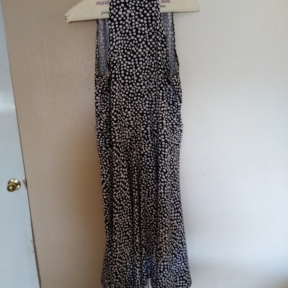 blue with white polka dot dress
